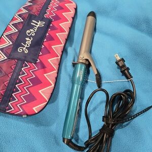 Hot Stuff Blue Curling Iron with Pink and Purple Case